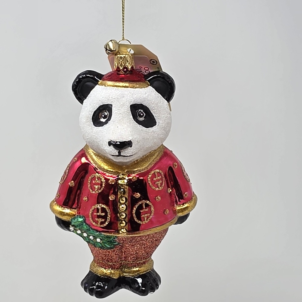 NIB JingleNog Qinling Panda Ornament #80437 Hand Blown & Painted in Poland - Picture 6 of 16